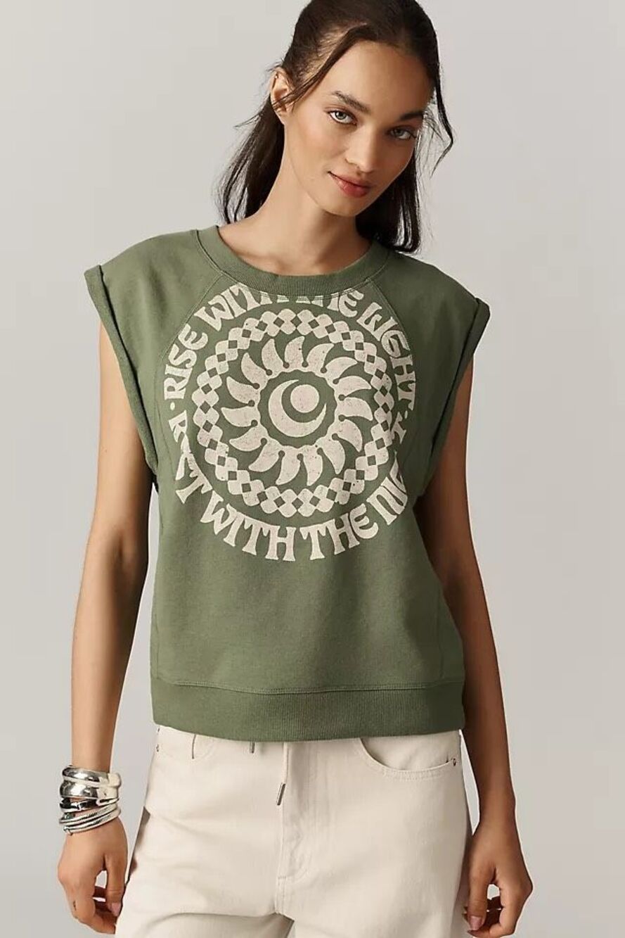 Pilcro x Real Fun Wow Rise with the Night Graphic Muscle Tee XXS NEW
